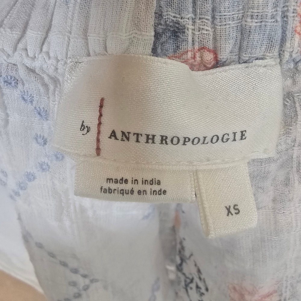 Anthropologie Sleep‎ Shorts Women XS Blue White Floral Cotton Gauze Boho - Picture 5 of 5